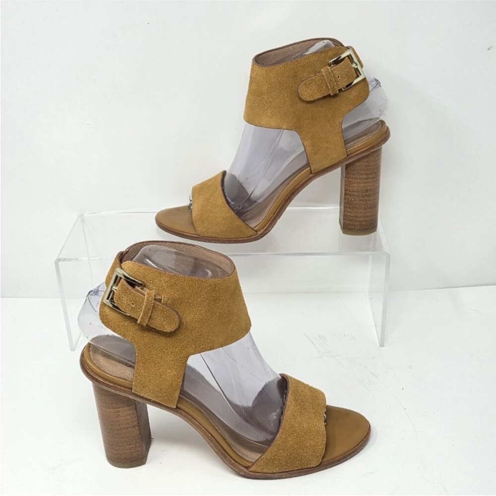 Joie Womens Sandals 7.5 (37.5) Whiskey Suede Ankle Cuff Open Toe 3.5" Opal Heels